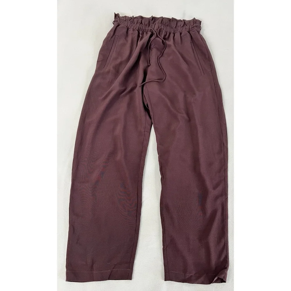 Eileen Fisher Jogger Pants Womens XS Red Tencel Lyocell‎ Elastic Waist High Rise
